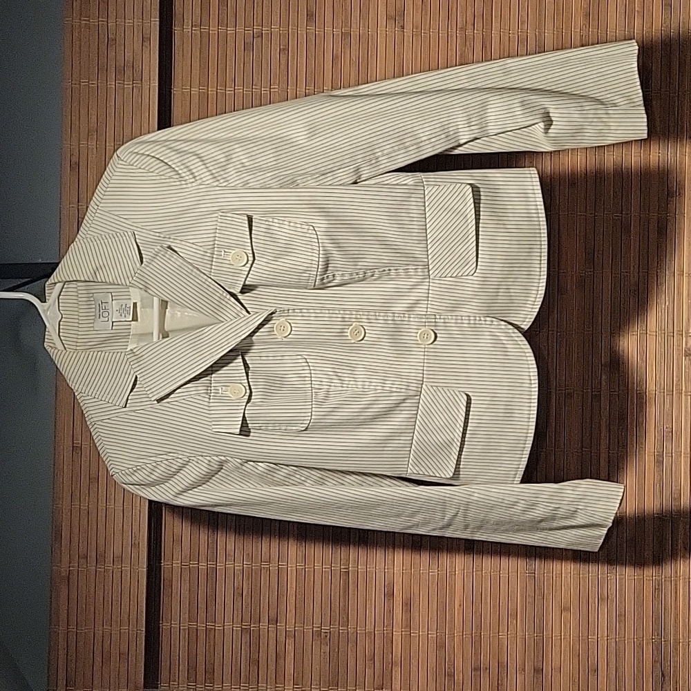 Ann Taylor Loft Cream, Striped Blazer, Size 4